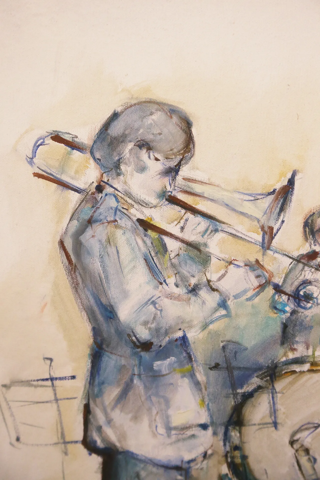 Roberto Andreoli quadro olio su tela musicisti jazz concerto, anni '50 7