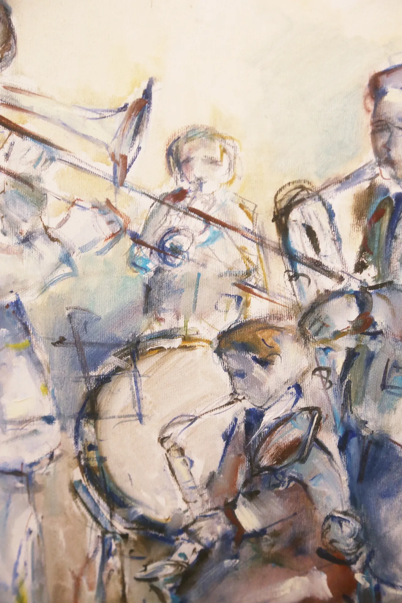 Roberto Andreoli quadro olio su tela musicisti jazz concerto, anni '50 9