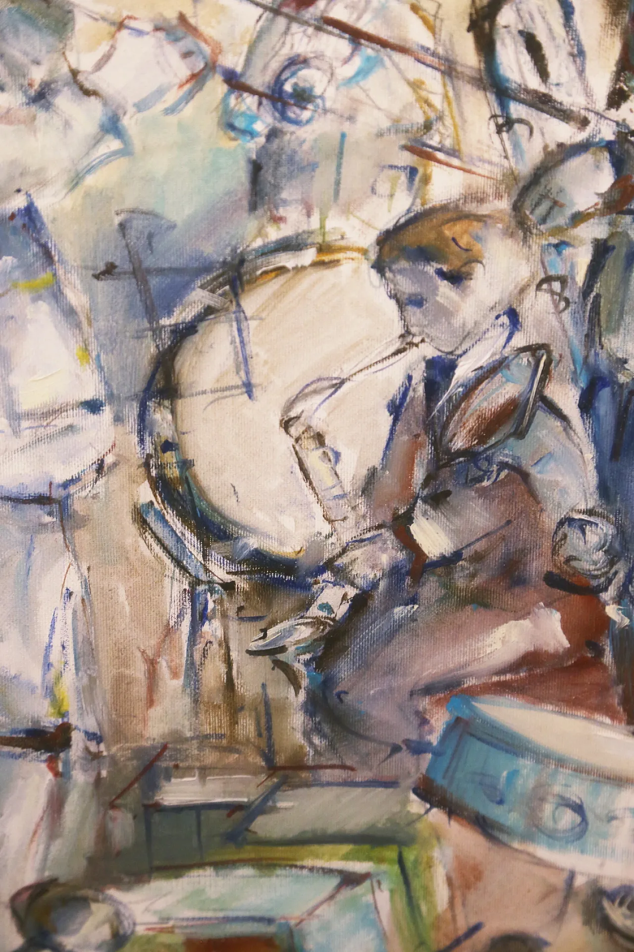 Roberto Andreoli quadro olio su tela musicisti jazz concerto, anni '50 10