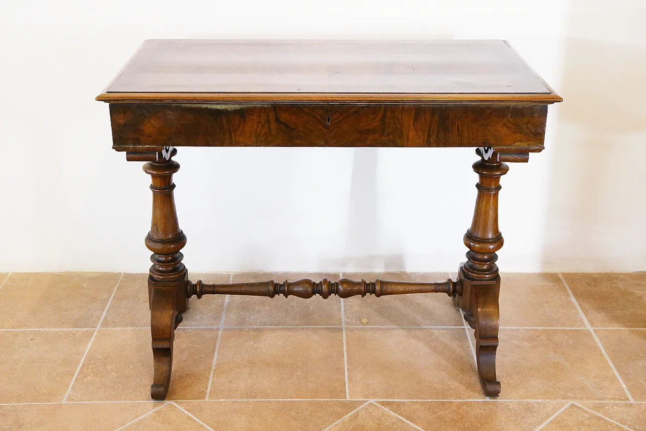 Tavolo toeletta umbertino noce torciglione, '800 1