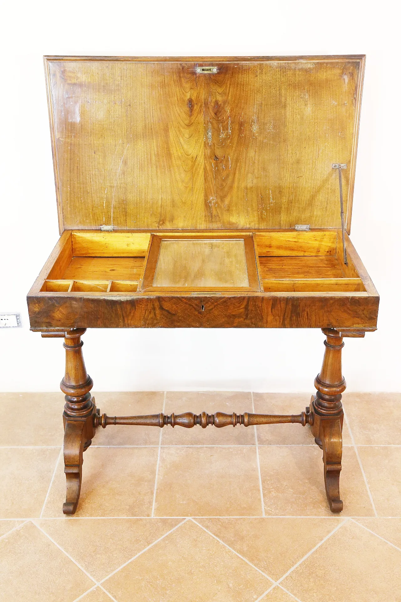Tavolo toeletta umbertino noce torciglione, '800 12