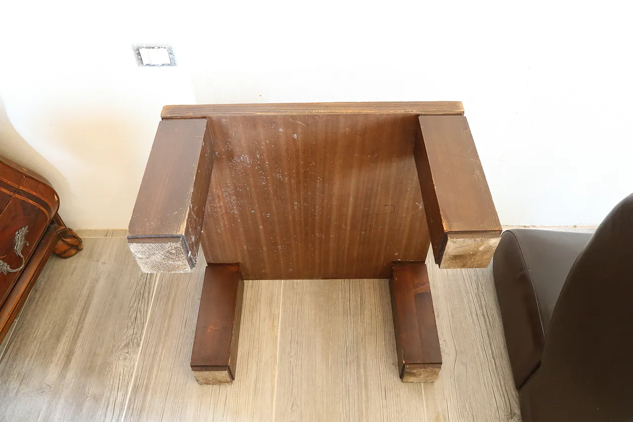 Coppia poltrone divano componibili pelle e tavolo, anni '60 18