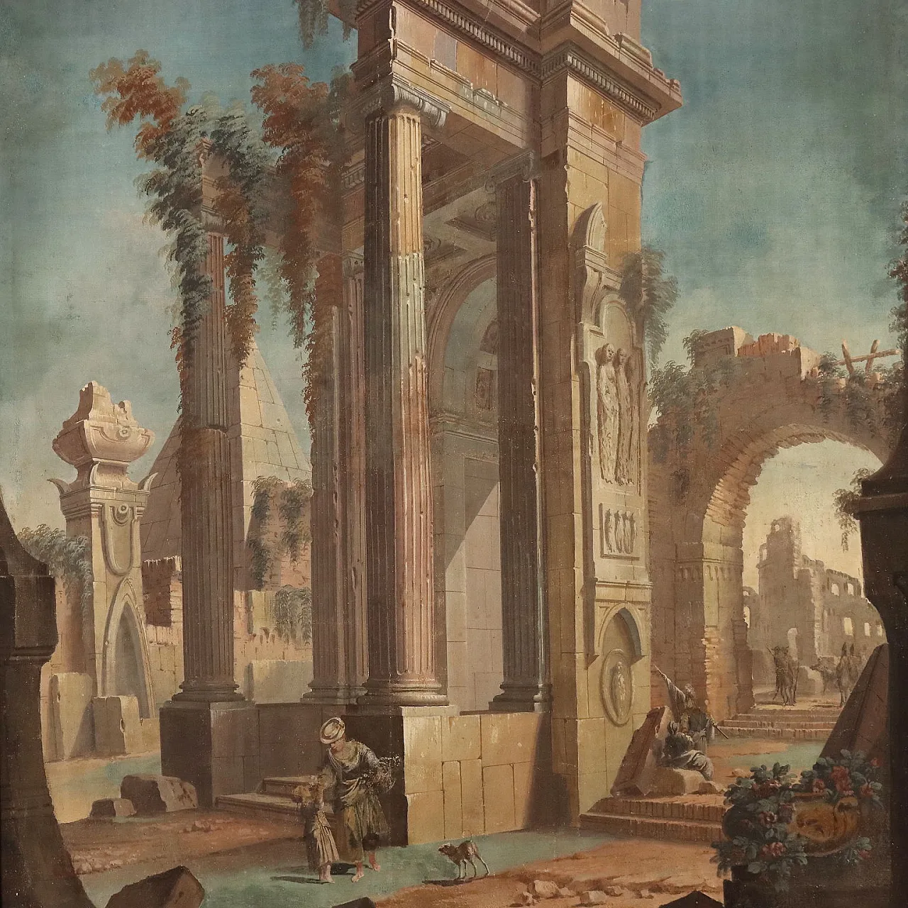 Scope painting by Pietro Paltronieri, tempera on canvas, 18th century 3