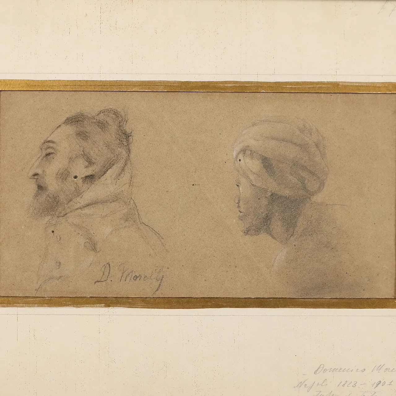 Disegno di Domenico Morelli, matita su carta, '800 3