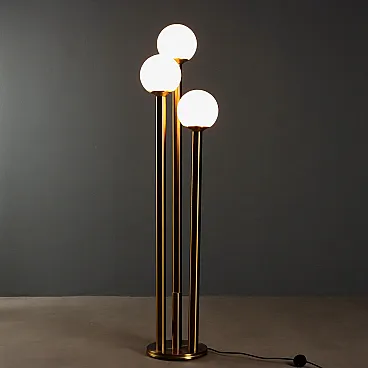 Lampada da terra in vetro e metallo, '900