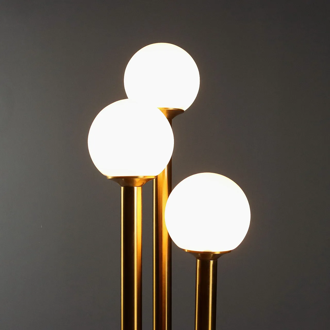 Lampada da terra in vetro e metallo, '900 4