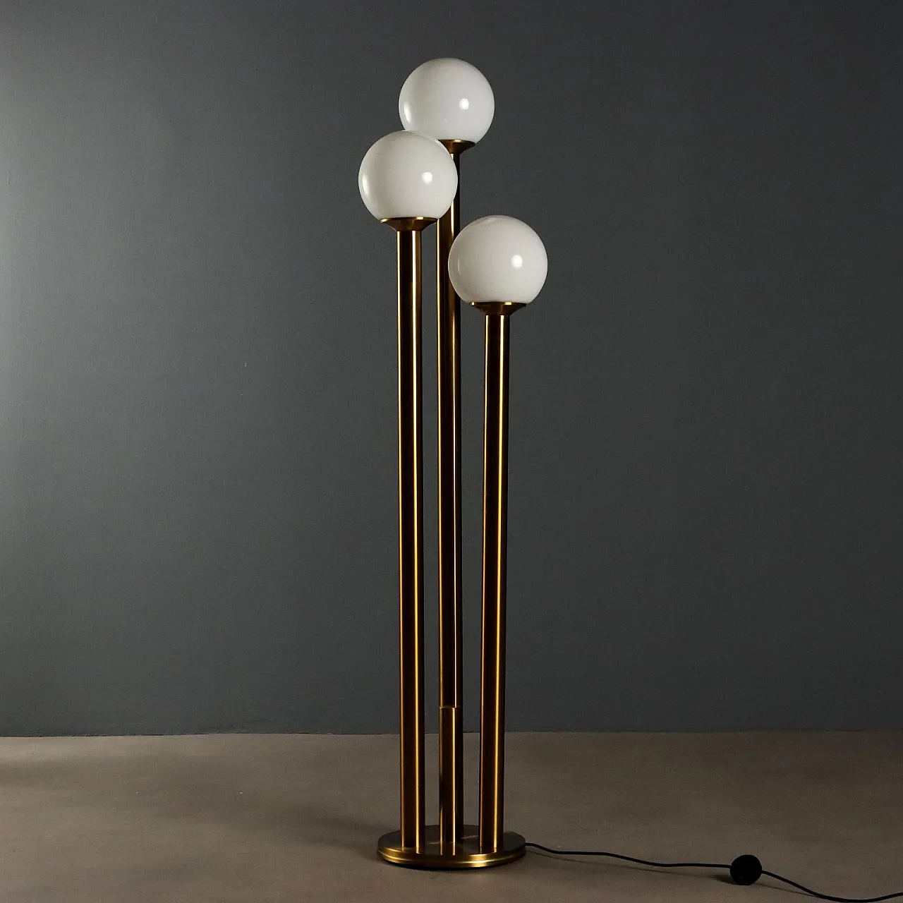 Lampada da terra in vetro e metallo, '900 5