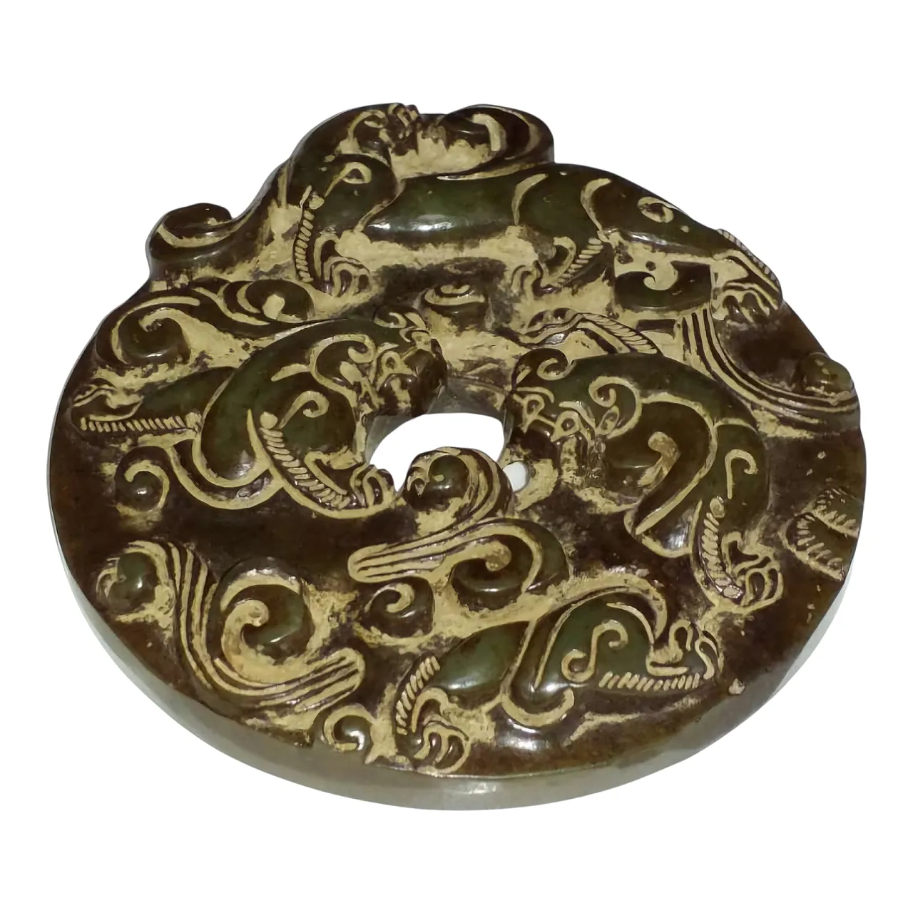 Antique Chinese Jade Disk - Ritual Scroll 3