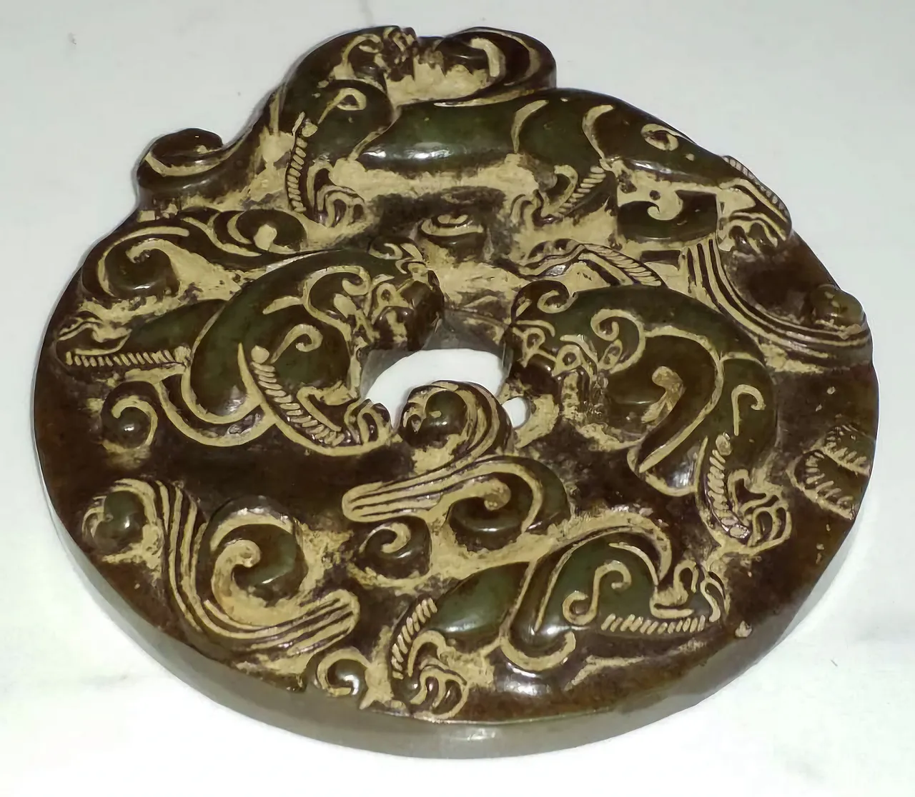Antique Chinese Jade Disk - Ritual Scroll 6
