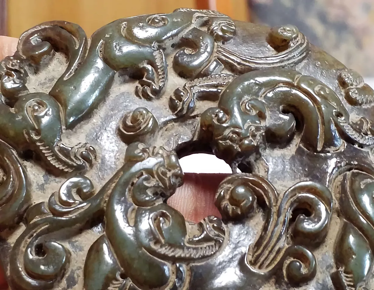 Antique Chinese Jade Disk - Ritual Scroll 8