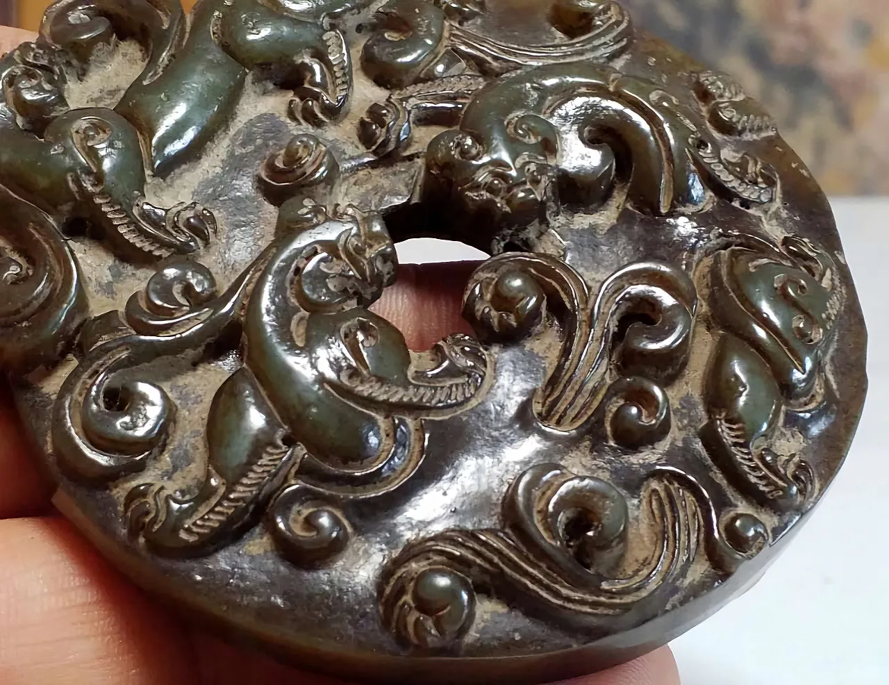 Antique Chinese Jade Disk - Ritual Scroll 11
