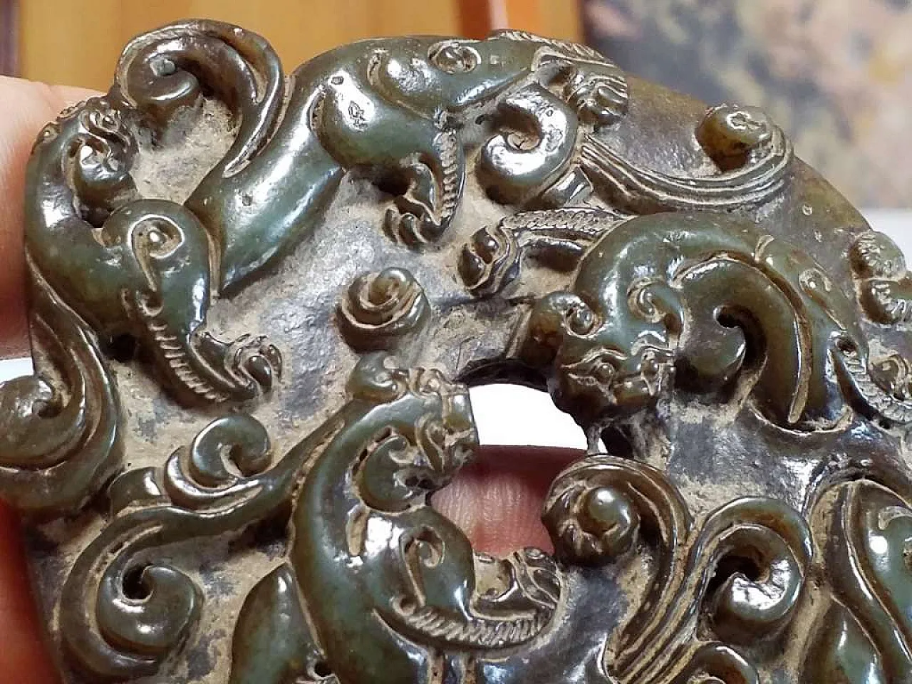 Antique Chinese Jade Disk - Ritual Scroll 13