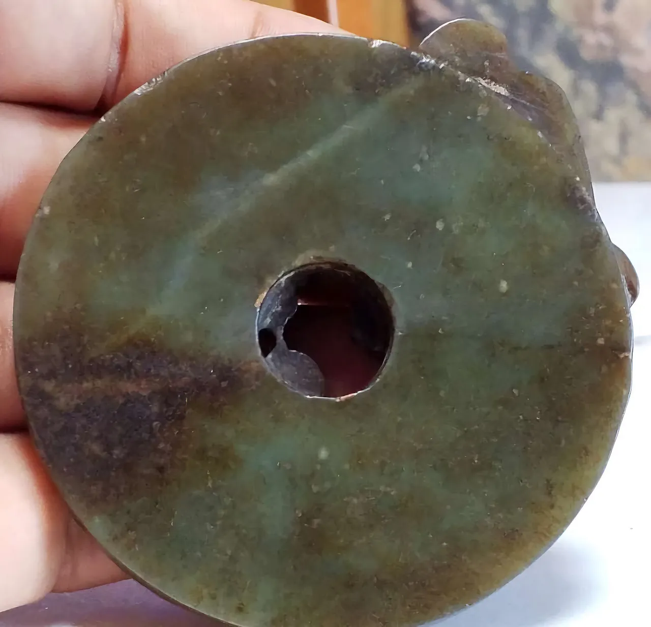 Antique Chinese Jade Disk - Ritual Scroll 14