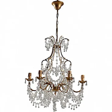 Chandelier in golden iron and sheet metal, 20th century