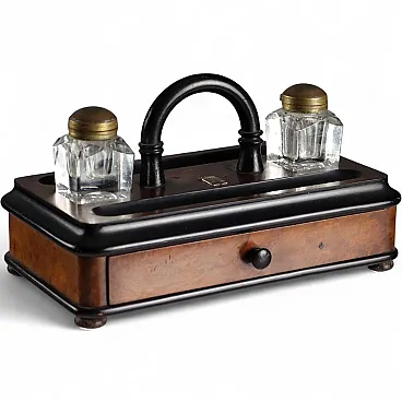 Wooden inkwell with drawer, 19th century