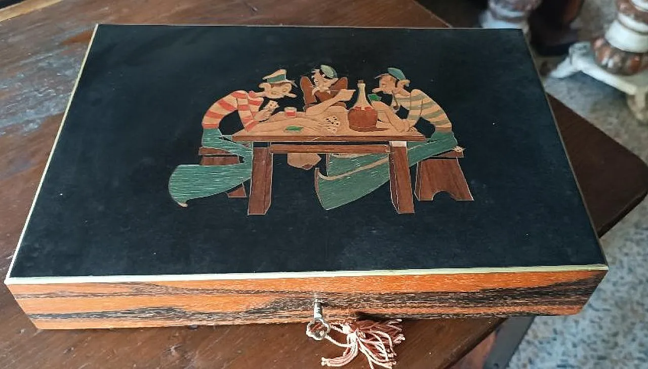 Rosewood and ebony gaming box, early 20th century 2