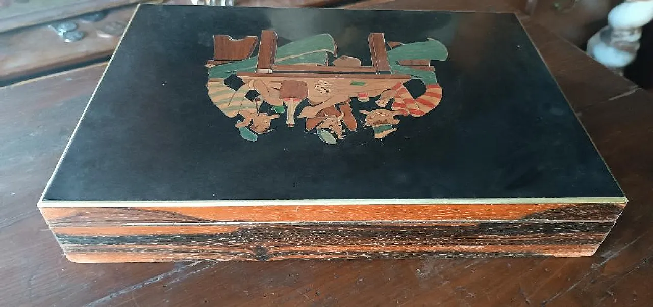 Rosewood and ebony gaming box, early 20th century 4