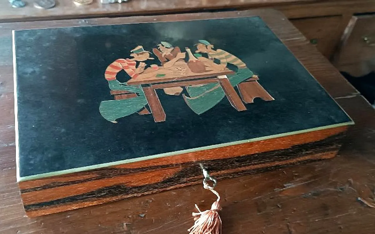 Rosewood and ebony gaming box, early 20th century 6