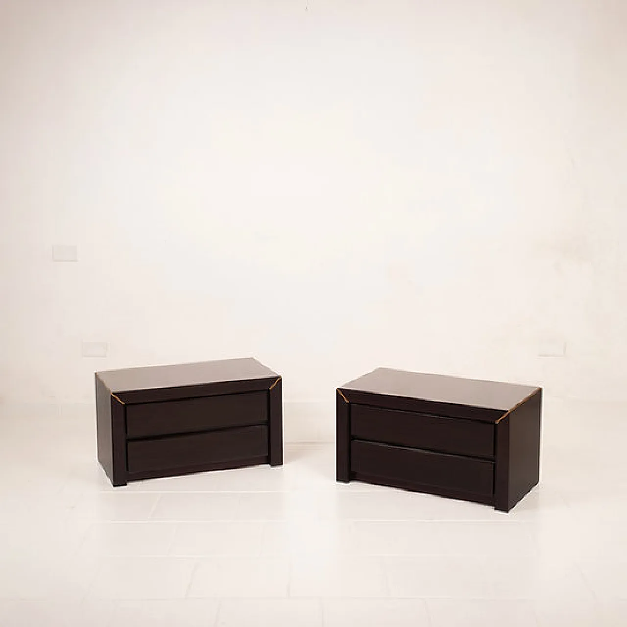 Pair of rosewood and brass bedside tables for Fratelli Turri, 1970s 1