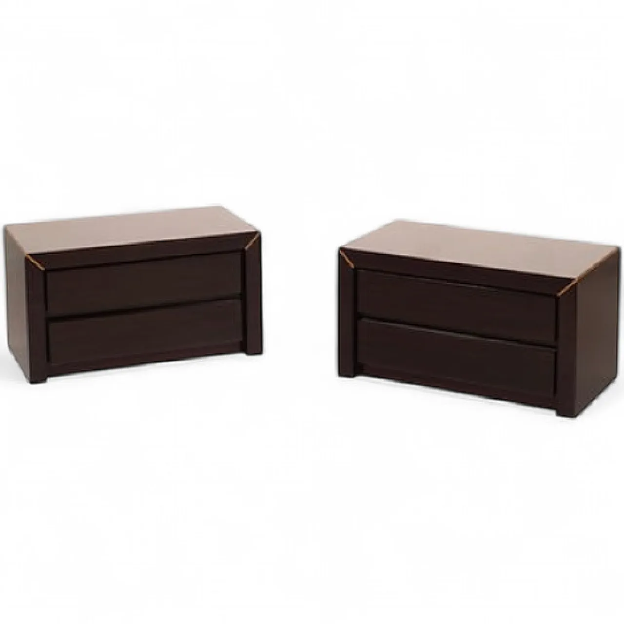 Pair of rosewood and brass bedside tables for Fratelli Turri, 1970s 15
