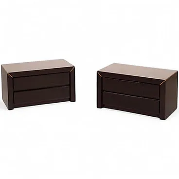 Pair of rosewood and brass bedside tables for Fratelli Turri, 1970s