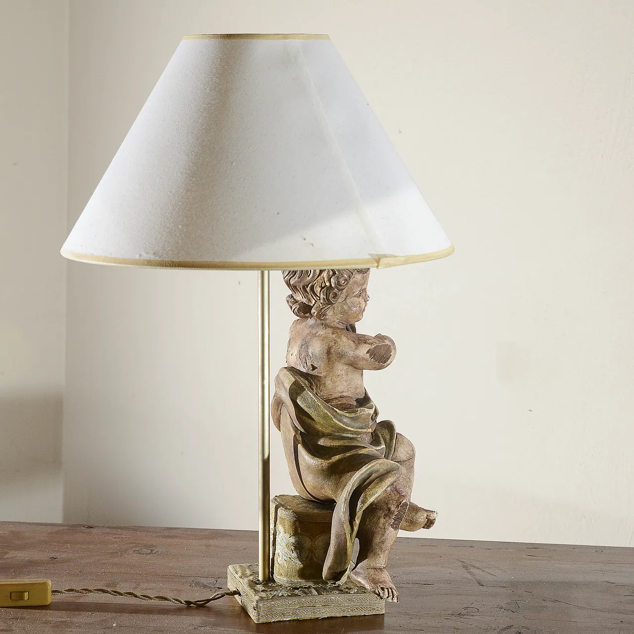 Wooden lamp with Putto with violin, 1980s 3
