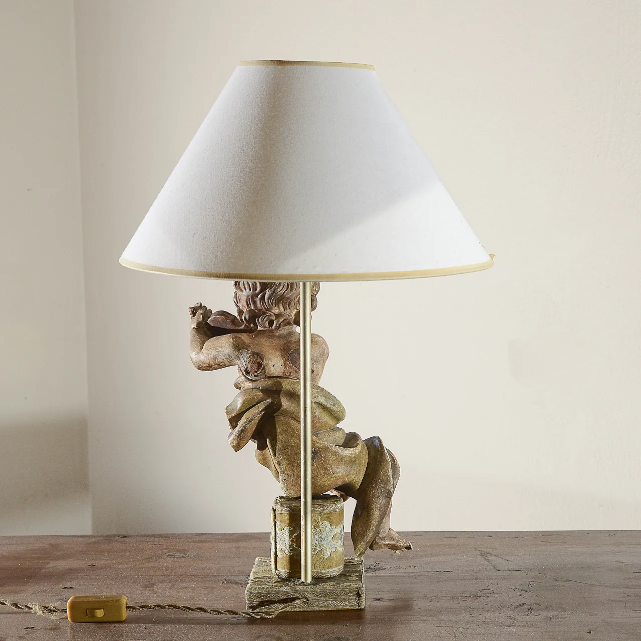 Wooden lamp with Putto with violin, 1980s 4
