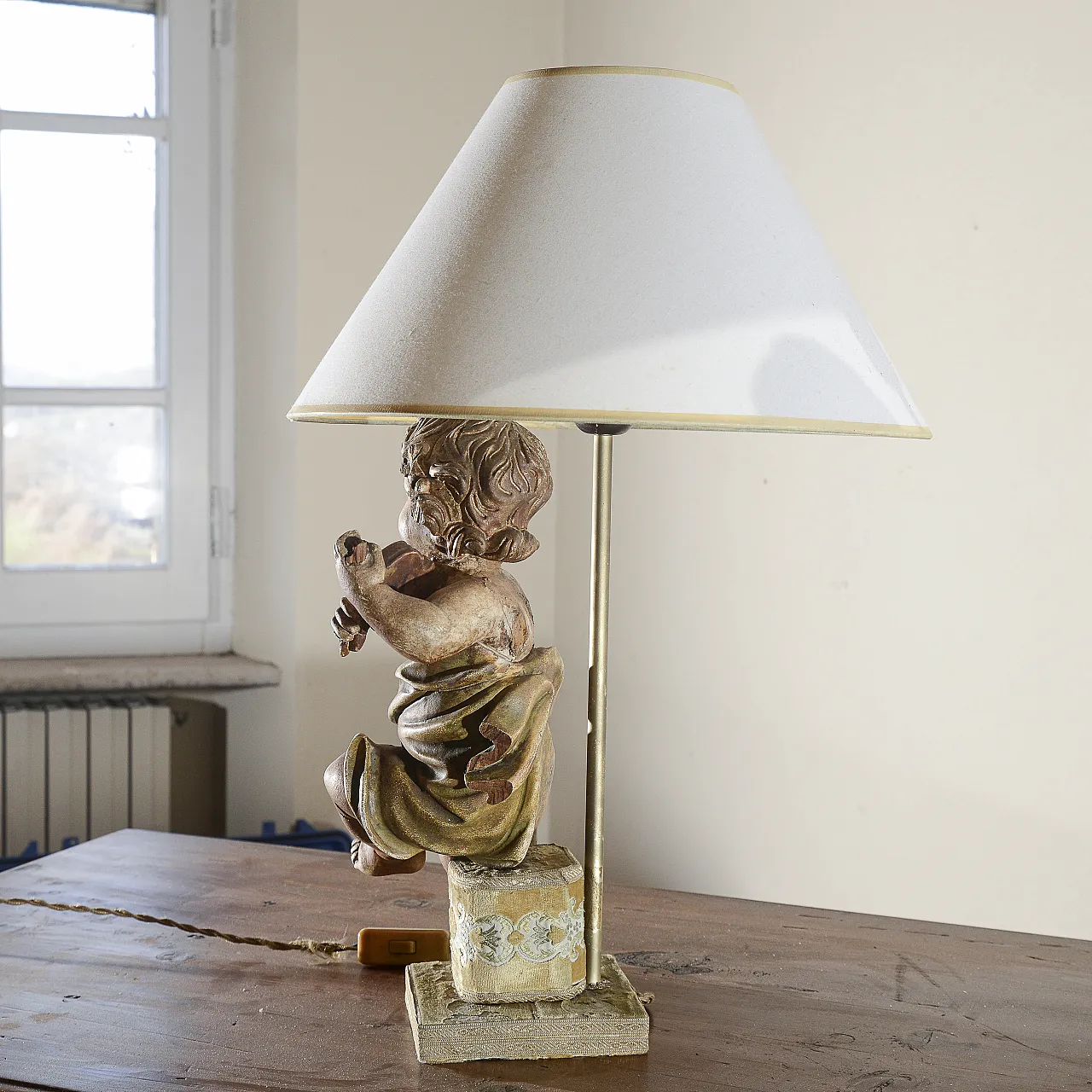 Wooden lamp with Putto with violin, 1980s 5