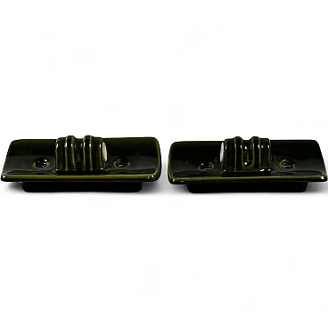 Pair of green glazed ceramic appliques, 1970s