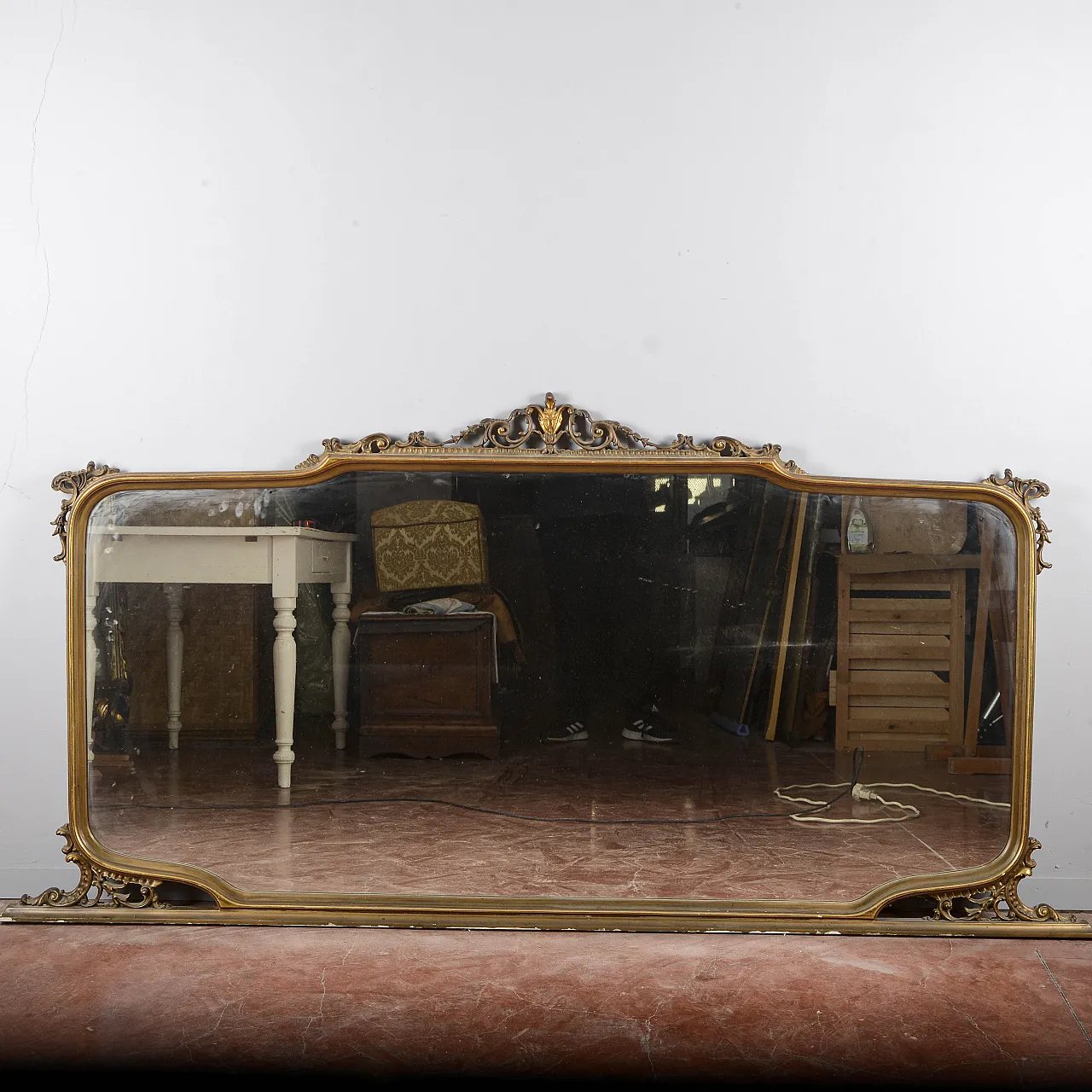 Specchio da credenza in legno, primo '900 1