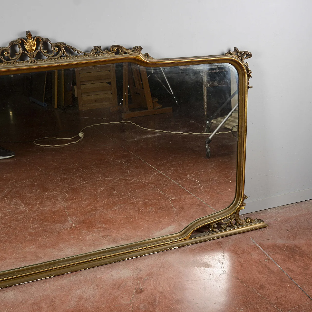 Specchio da credenza in legno, primo '900 7