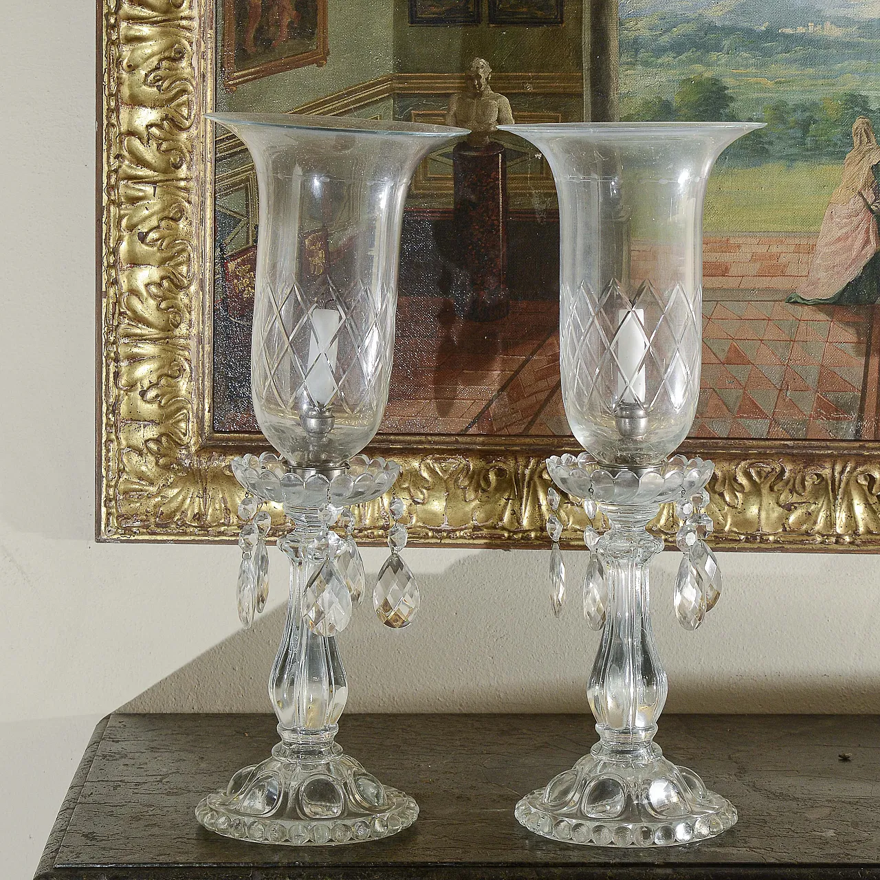 Pair of glass candlesticks, mid-20th century 1