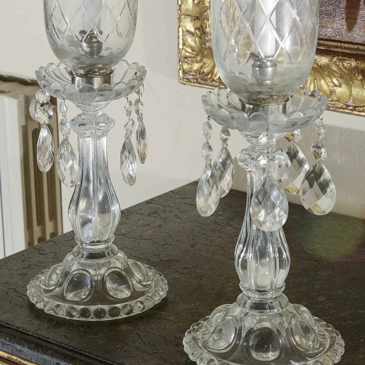 Pair of glass candlesticks, mid-20th century 2