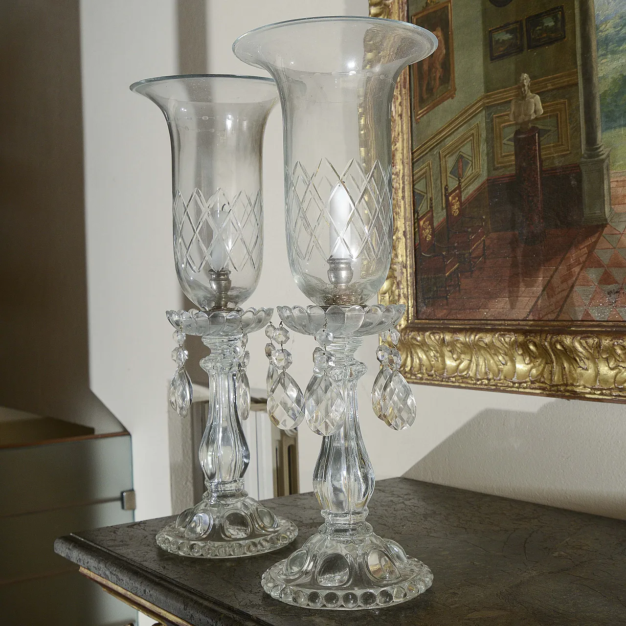 Pair of glass candlesticks, mid-20th century 4