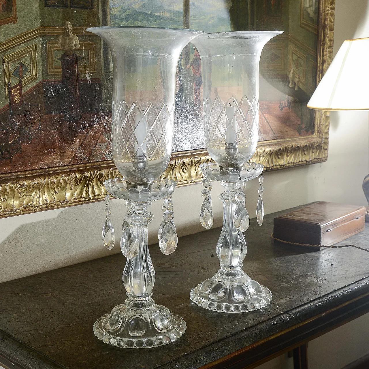 Pair of glass candlesticks, mid-20th century 5