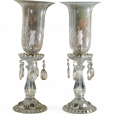 Pair of glass candlesticks, mid-20th century