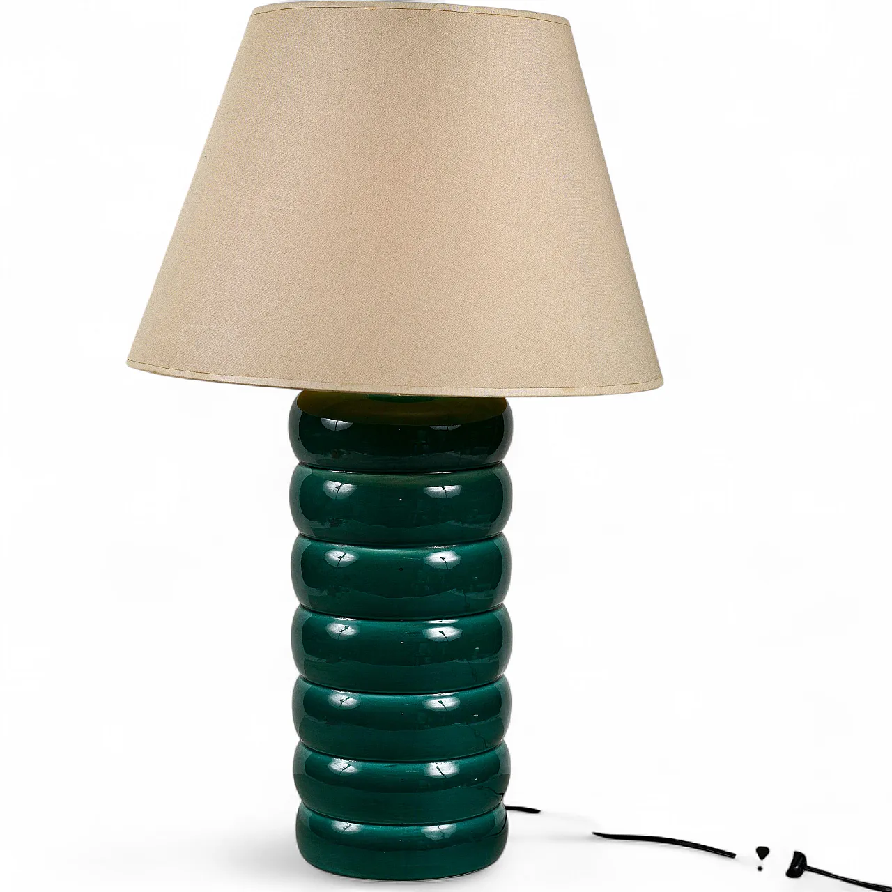 Green ceramic table lamp, 1980s 9