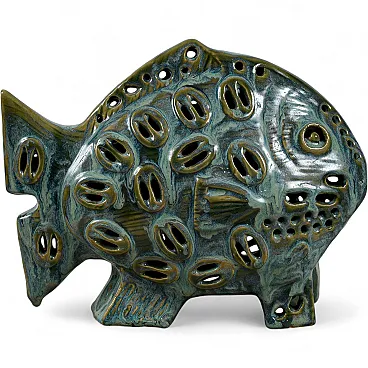 Luster glazed ceramic fish, 1970s
