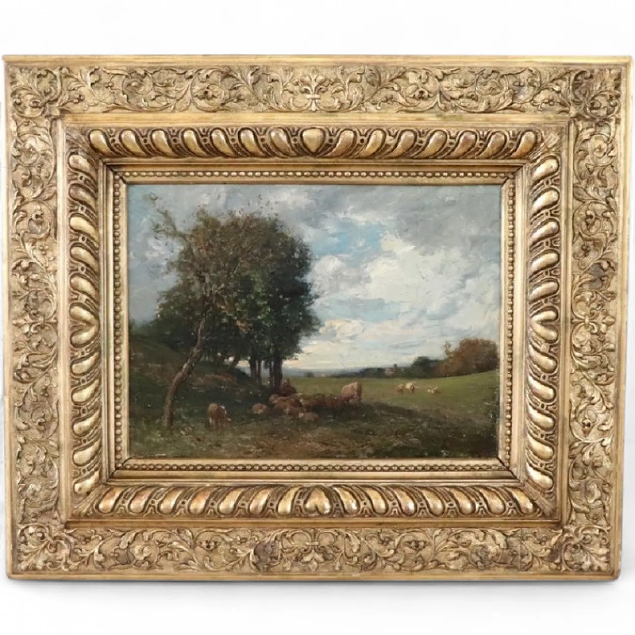 Landscape with flock and shepherd byBussolino, 19th century 14