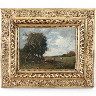 Landscape with flock and shepherd byBussolino, 19th century