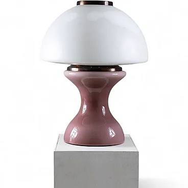 Lampada da tavolo rosa e bianca, anni '70