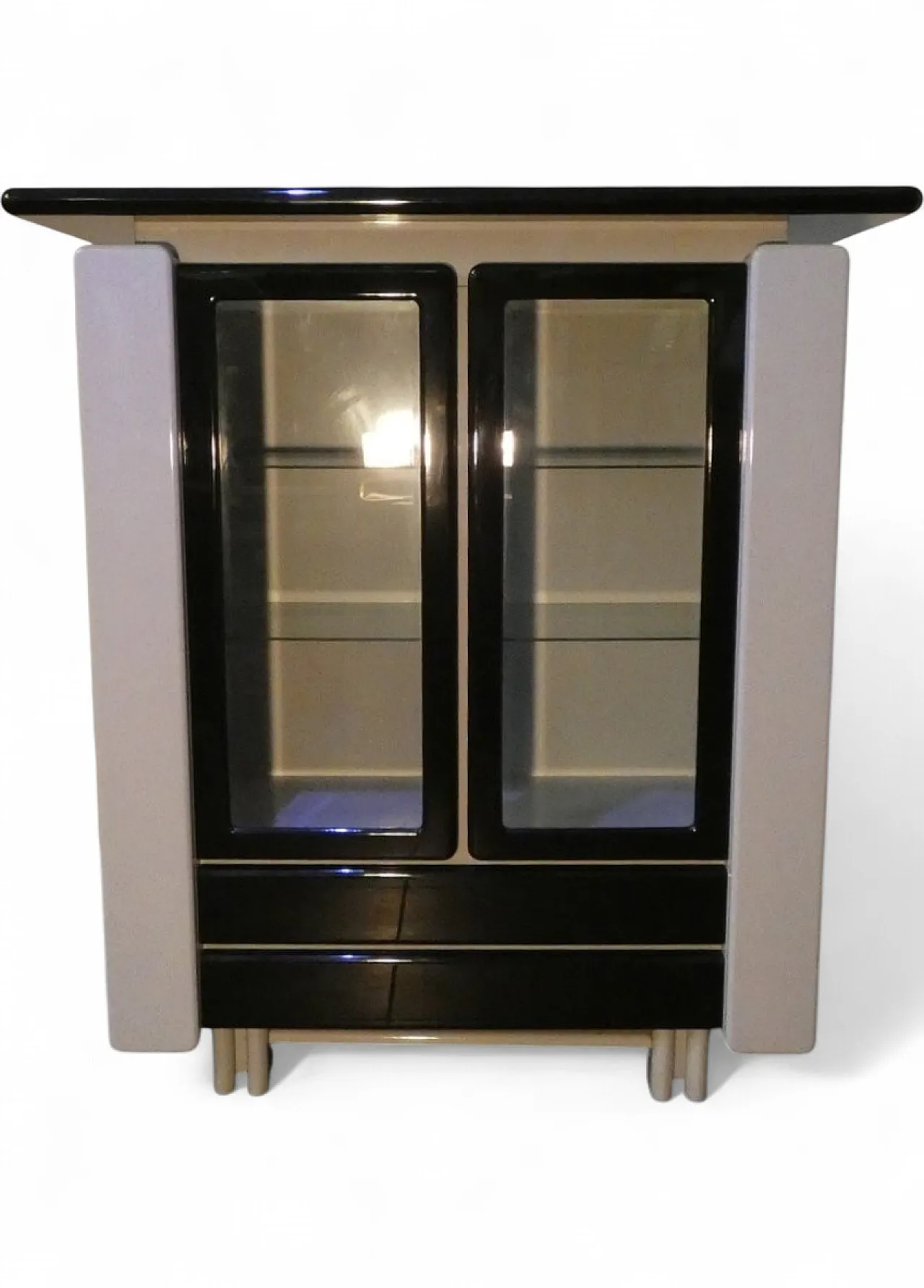 Two-tone bar cabinet in lacquered wood, 1980s 14