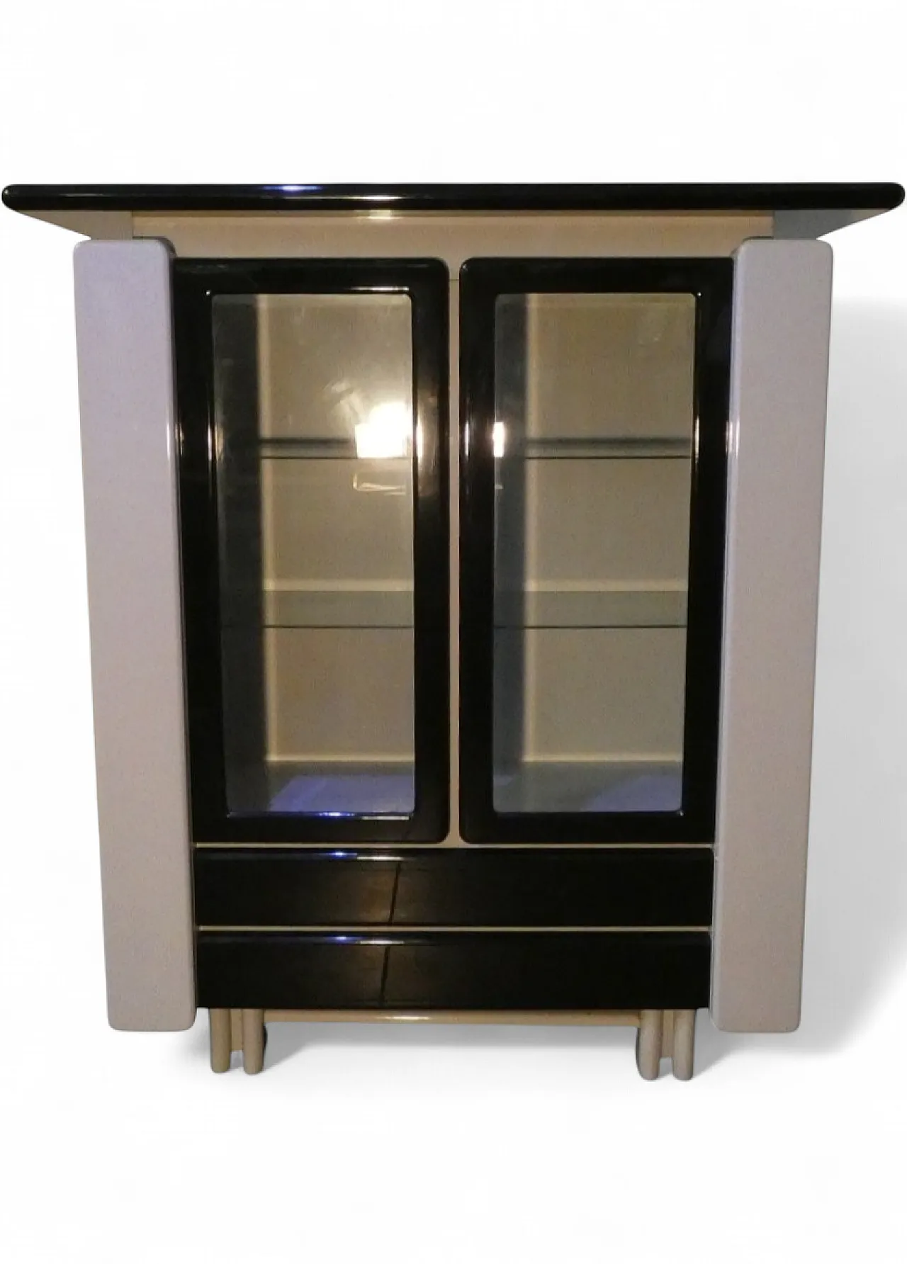 Two-tone bar cabinet in lacquered wood, 1980s 15
