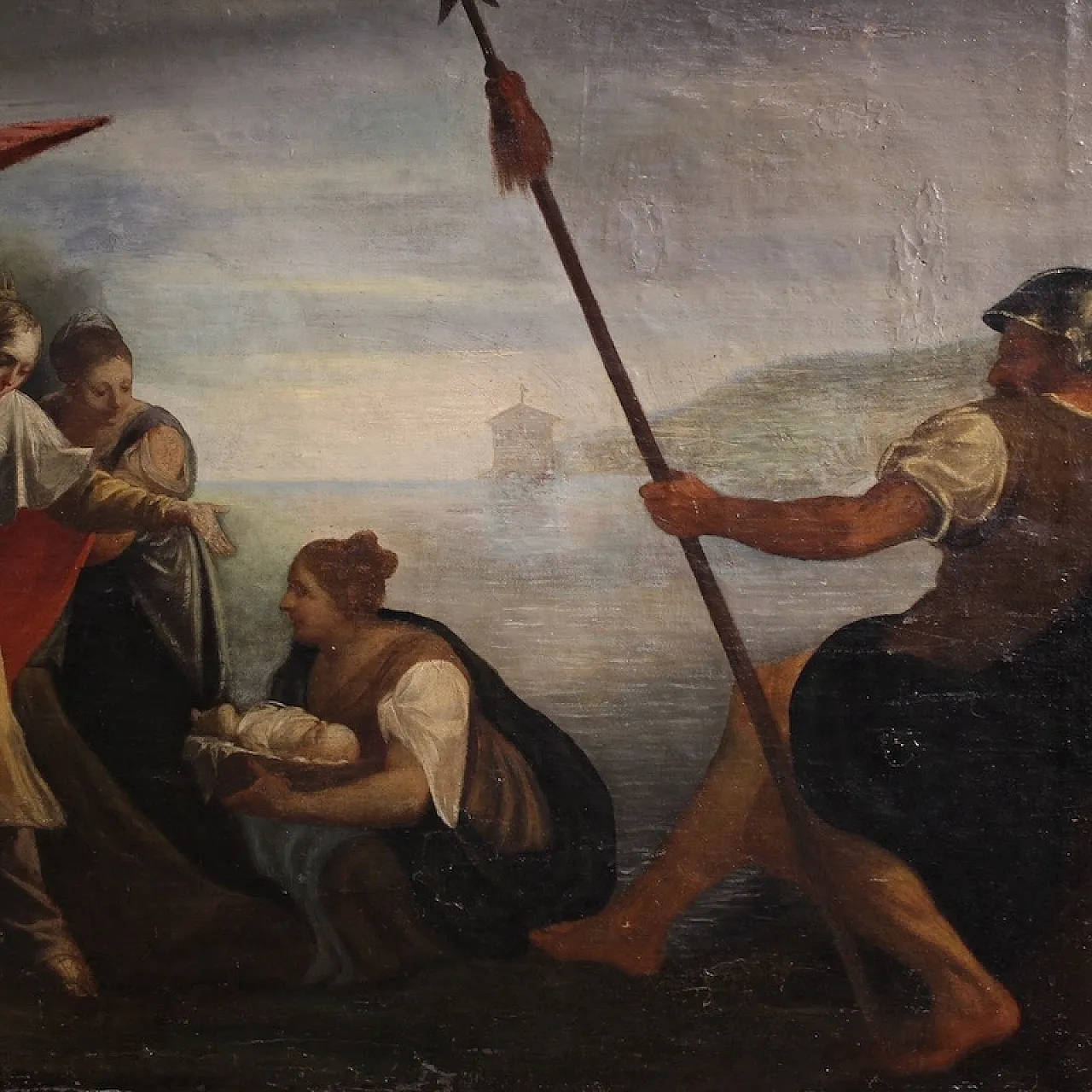 Ddipinto italiano Mosè salvato dalle acque, '700 4