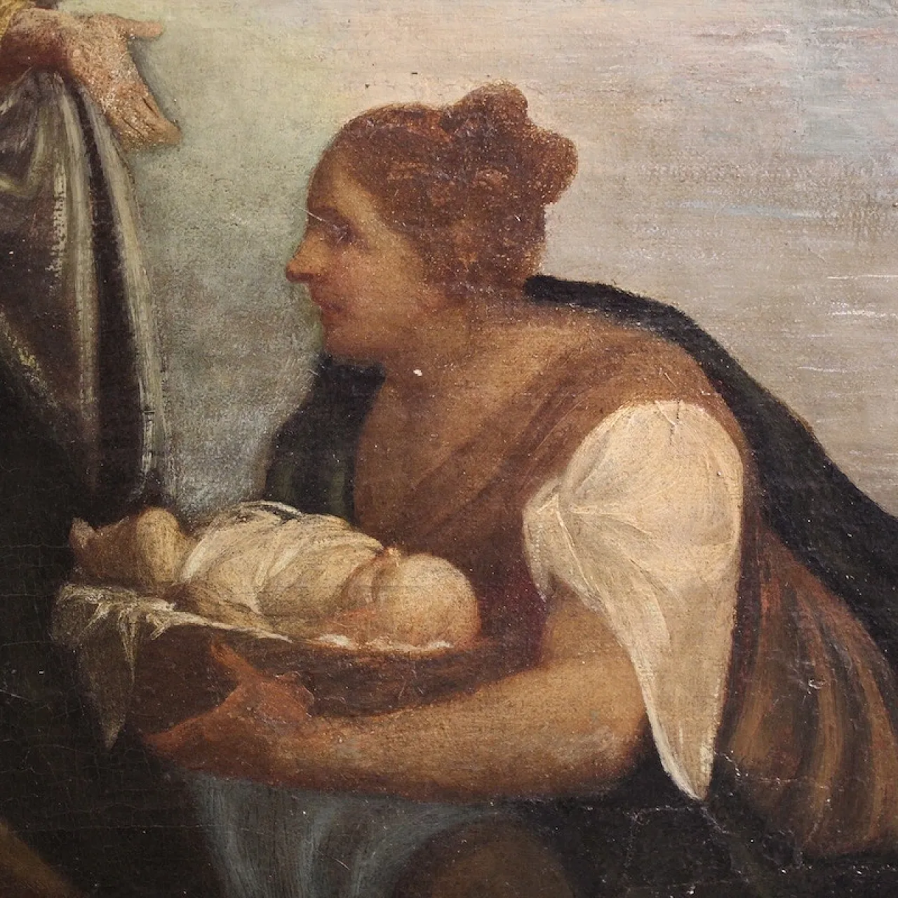 Ddipinto italiano Mosè salvato dalle acque, '700 6