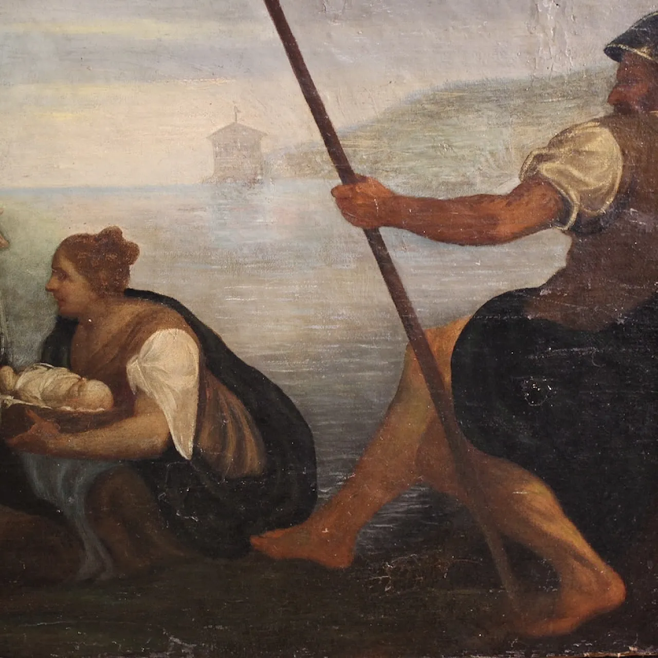Ddipinto italiano Mosè salvato dalle acque, '700 12
