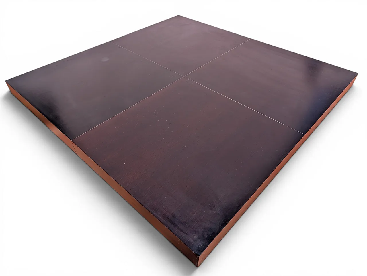 Large square dining table in wood and steel, 1970s/80s 3