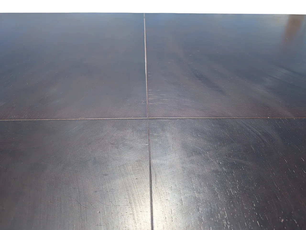 Large square dining table in wood and steel, 1970s/80s 5