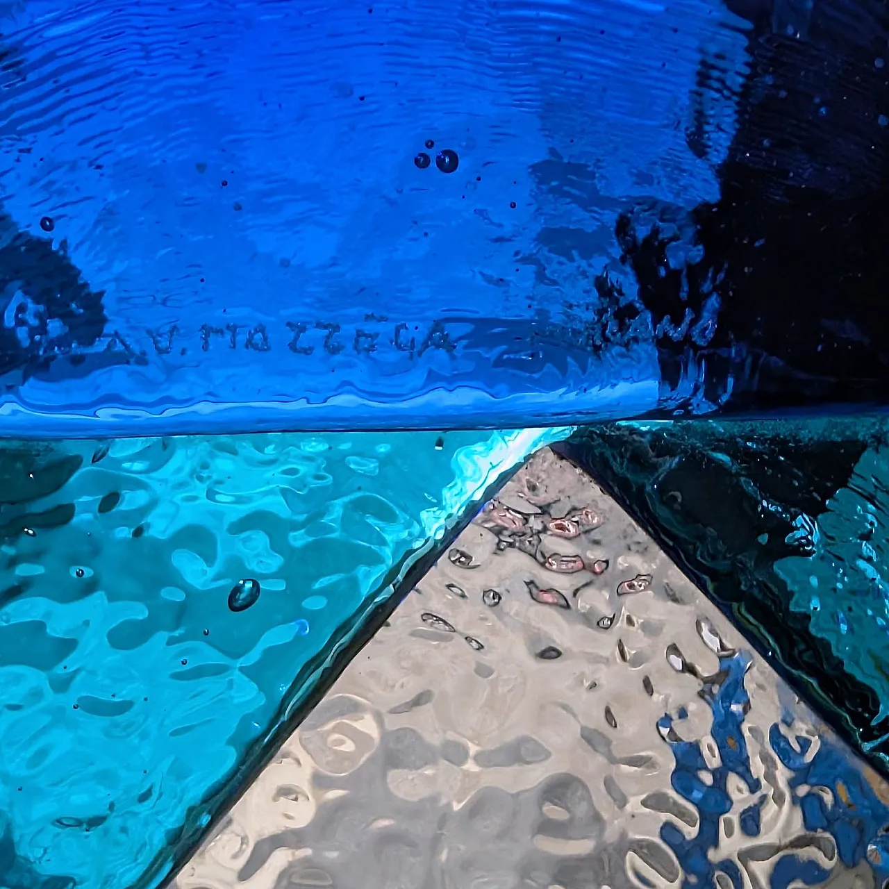 Centrotavola in vetro di murano blu by Mazzega, Italia, anni 70 2