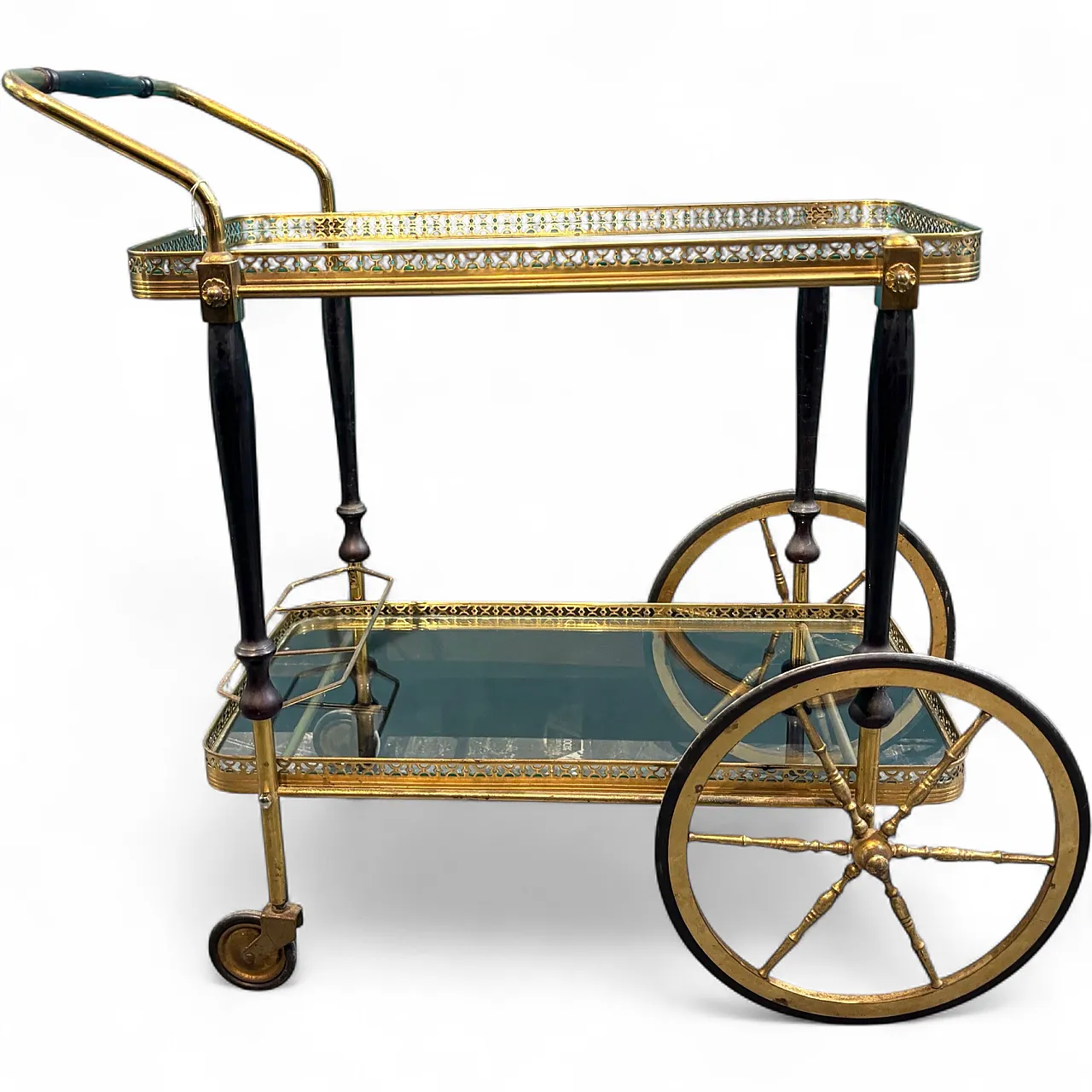 Gilded metal and glass food trolley, 1950s 12